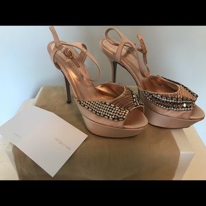 Authentic Sergio Rossi Satin Sandals w/ Crystals